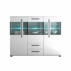 Rabatt 🌟 Highboard Vitrine Jetongos In Weiß Hochglanz Glas 🥰