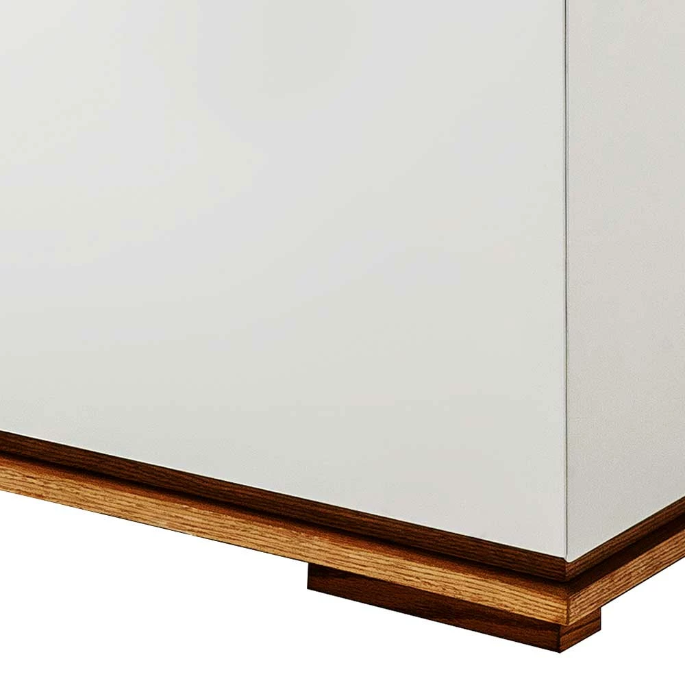 Angebote 🎁 Mattweißes Highboard Mit Asteiche Massiv - Vangels 💯 – Bild 3