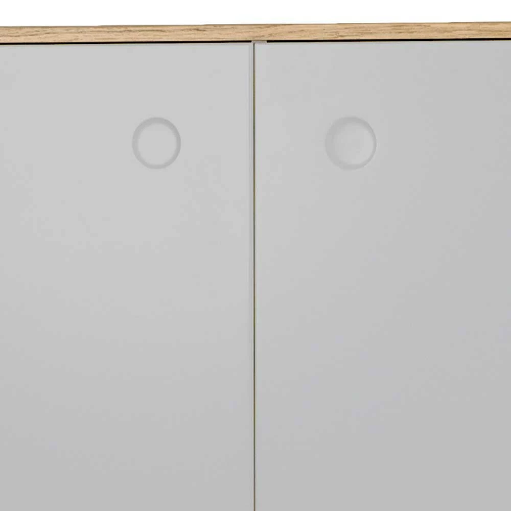 Aktion 😍 Mid Century Highboard In Grau & Eiche Revanio 3-türig ⭐ – Bild 6