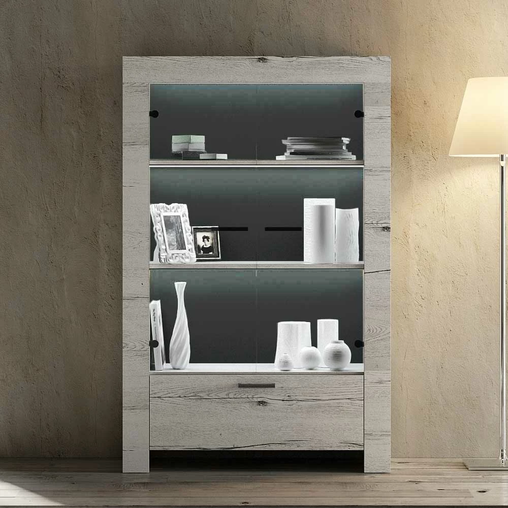 Am billigsten 😉 Moderne Vitrine In Weißeiche Dekor - Izento 😍 – Bild 3