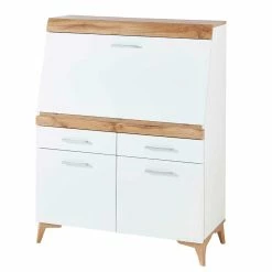 Schlussverkauf 👍 Moderner Sekretär In Weiß & Eiche Optik - Bistrita 🥰