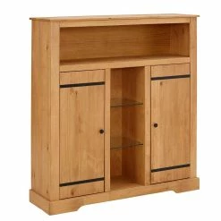 Rabatt 👏 Modernes Country Style Highboard Aus Kiefernholz - Olanja 👍