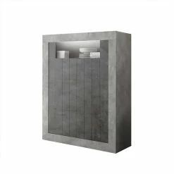 Am billigsten ⌛ Modernes Highboard In Hellgrau & Dunkelgrau - Crespian 🔥