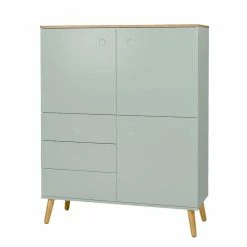 Bester Verkauf 😀 Retro Highboard In Hellem Grün Akdova Mit Furnier Eiche ⭐