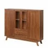 Coupon 🎁 Vitrine Highboard Aus Kiefer In Walnussfarben - Omezko 🎁