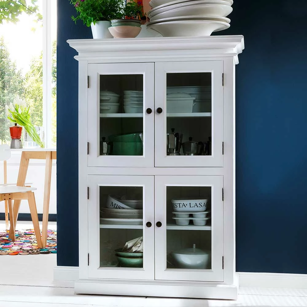 Auslauf 🥰 Weißes Highboard Mit 4 Glastüren Venzeno Landhaus 🔔 – Bild 2