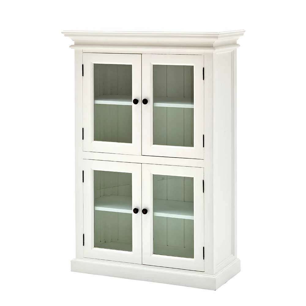Auslauf 🥰 Weißes Highboard Mit 4 Glastüren Venzeno Landhaus 🔔