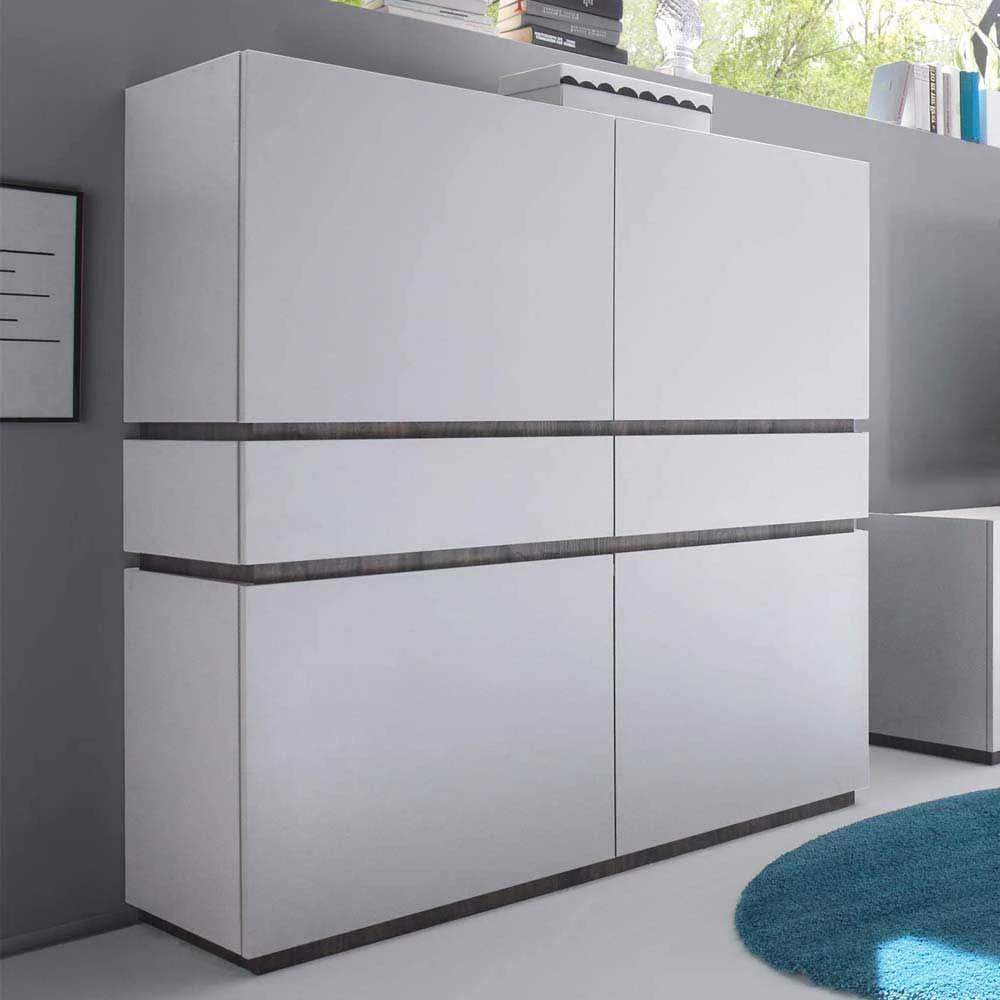 Besorgen 🎁 Weißes Highboard Mit Absetzungen In Wenge - Omidas 🧨 – Bild 2