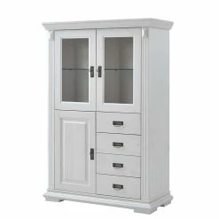 Rabatt 🌟 Weißes Landhaus Highboard 106x158x47 - Muzerno ✨