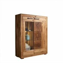 Bestpreis 😍 Wildeiche Highboard Troncon Mit Glas Einsatz 💯